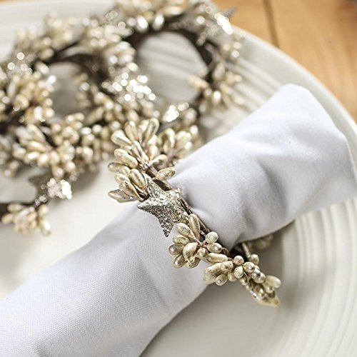 Factory Direct Craft Set of 4 Shiny Berry and Glitter Star Napkin Rings