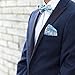 Miswak Club 100% Cotton Bow Tie & Pocket Square Set for Men, Blue Print