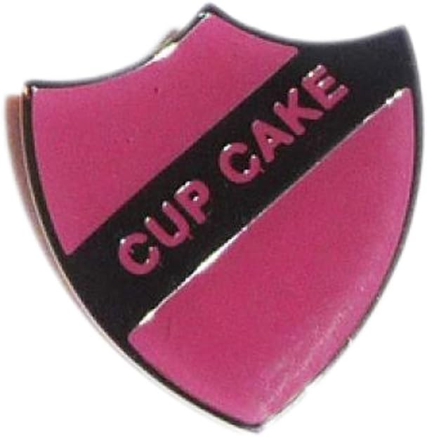 Pink Cup Cake Retro Hen Night Enamel School Badge (XSB04)