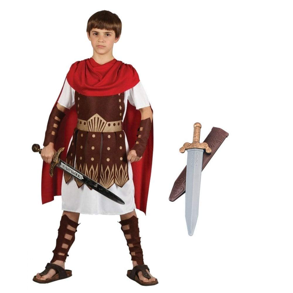 Boys Roman Centurion Gladiator Sparticus Fancy Dress COSTUME + ROMAN SWORD : Size: 8 - 10 years