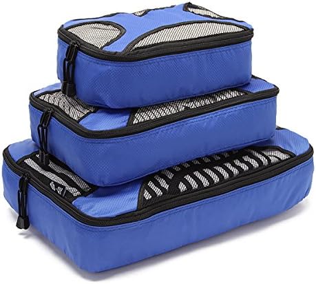 Travel Packing Organizers - Clothes Cubes Shoe Bags Laundry Pouches For Suitcase Luggage, Storage Organizer 3 Set Color Navy