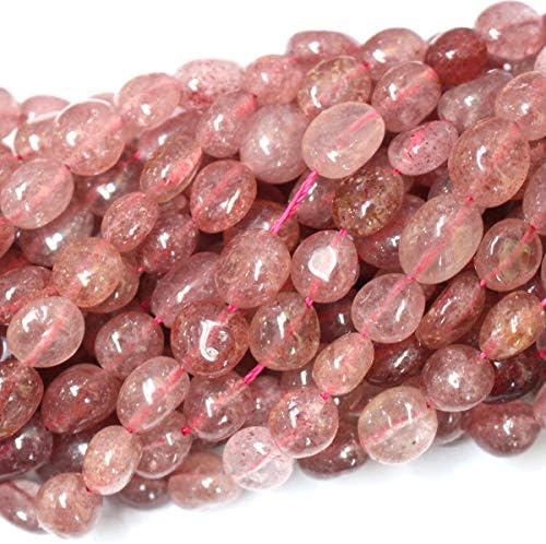 Natural Gemstone Beads Nuggets 8-10mm for Jewelry Making Loose Beads (Strawberry Quartz)