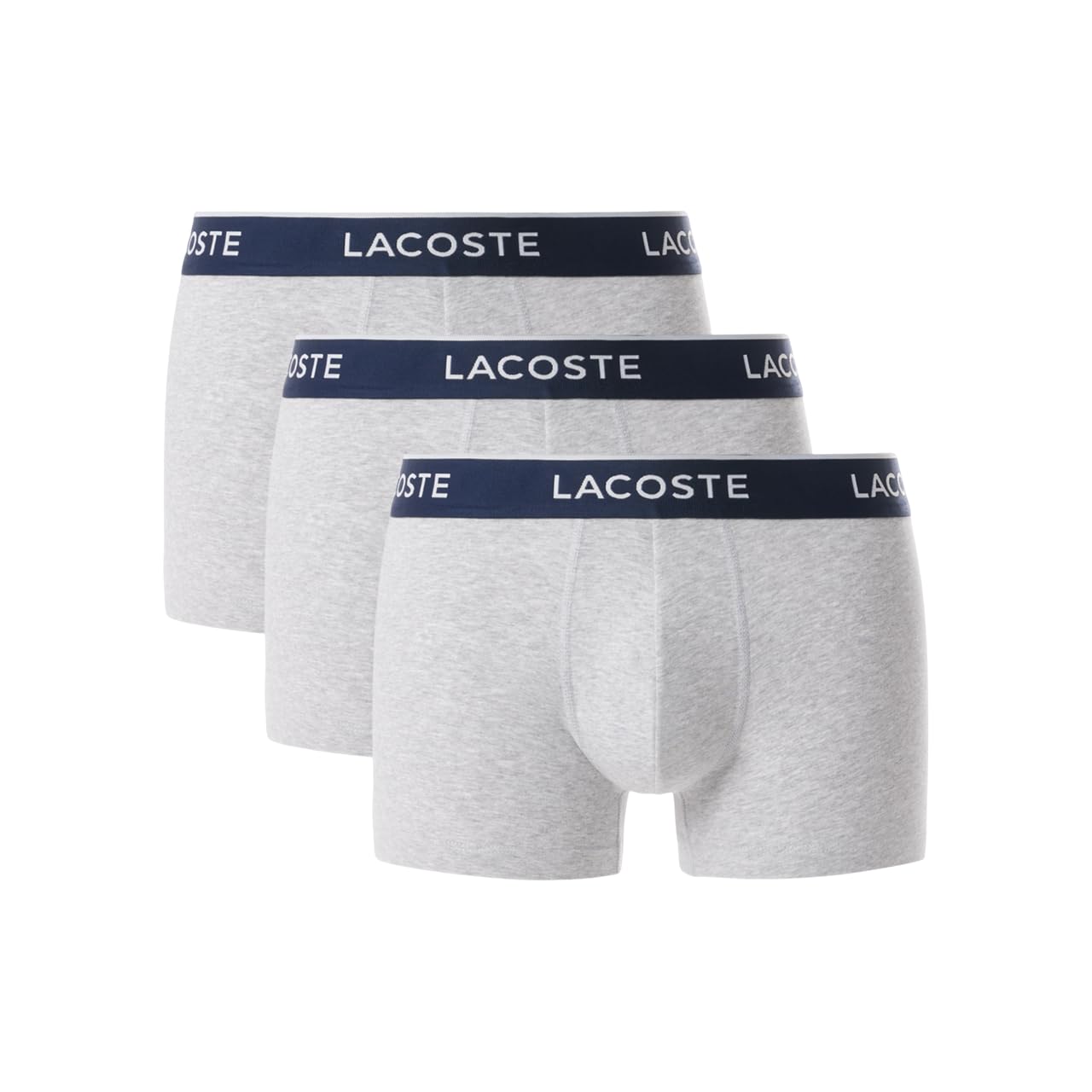 Lacoste Men’s Cotton Stretch Essentials Trunks, 3-pack, Dove Grey, Medium