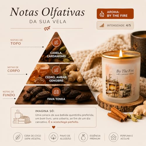 MINERVA - Vela Aromatica Perfumada Aromatizada - Coleção de Outono Inverno - 200g (Kit - By The Fire + Into The Woods + Marca Pagina)