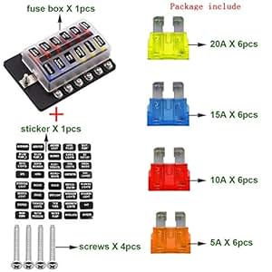 Amazon.com: Ronben 12-Way LED Blade Fuse Box - Blown Fuse ... blown fuse box cable 