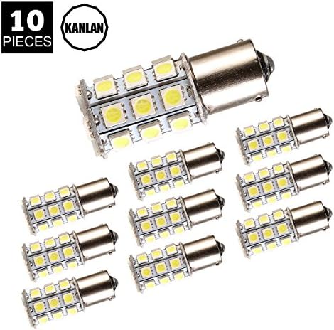 KANLAN Super Bright BA15S 1156 18smd 5050 led for RV Camper Lights Tail Backup Reverse Lights 12V White (10 Pack)
