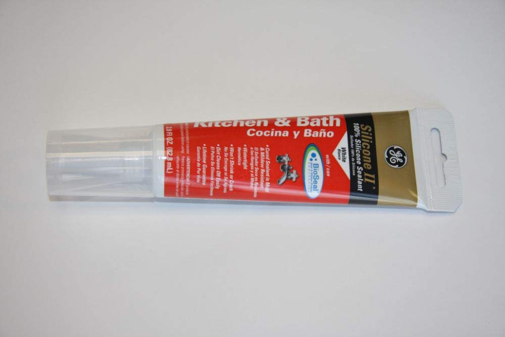 GE GE281 Silicone II Kitchen and Bath Sealant, 2.8 oz Tube, White