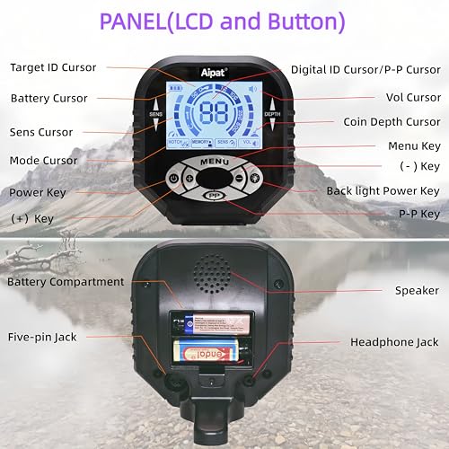 Aipat Metal Detector for Adults, Professional Waterproof & Adjustable Stem, Higher Accuracy Gold Detector with LCD, Advanced DSP Chip, Lightweight detecteur de Metal Suitable for Beach and Backyard
