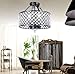 New Galaxy 4-Light Antique Black Round Metal Shade Crystal Chandelier Semi-Flush Mount Ceiling Fixture