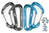 Lightweight 12KN Wiregate Hammock Carabiner Clips Made Of Aircraft Grade 7075 Aluminum Alloy - Heavy Duty 4 Pack Set Great For Camping, Hammocks, Hiking, Backpacking- Rated For 2697 Lbs Each