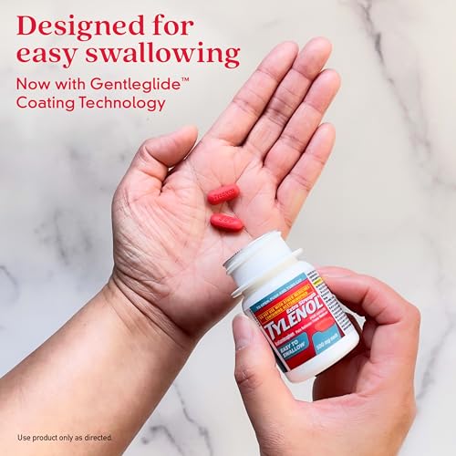 TYLENOL EXTRA STRENGTH EASY TO SWALLOW ACETAMINOPHEN, PAIN RELIEVER & FEVER REDUCER COATED CAPLETS FOR ADULTS WITH GENTLEGLIDE TECHNOLOGY, 500 MG EXTRA STRENGTH ACETAMINOPHEN, 50 CT