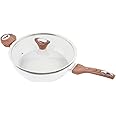 Phantom Chef 11" Deep Frypan 5 Qt Wok | Aluminum Body Non-Stick Ceramic Coating | With Soft Touch Stay Cool Handle | Dishwasher Safe | Non-Toxic PFOA & PTFE Free (Beige)