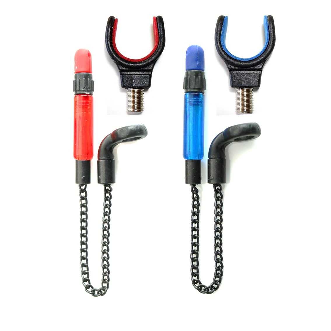 2 x Bobbins Bite Indicators 2 x Rod Rest Set Carp fishing Tackle for Bite Alarms (Red & Blue)