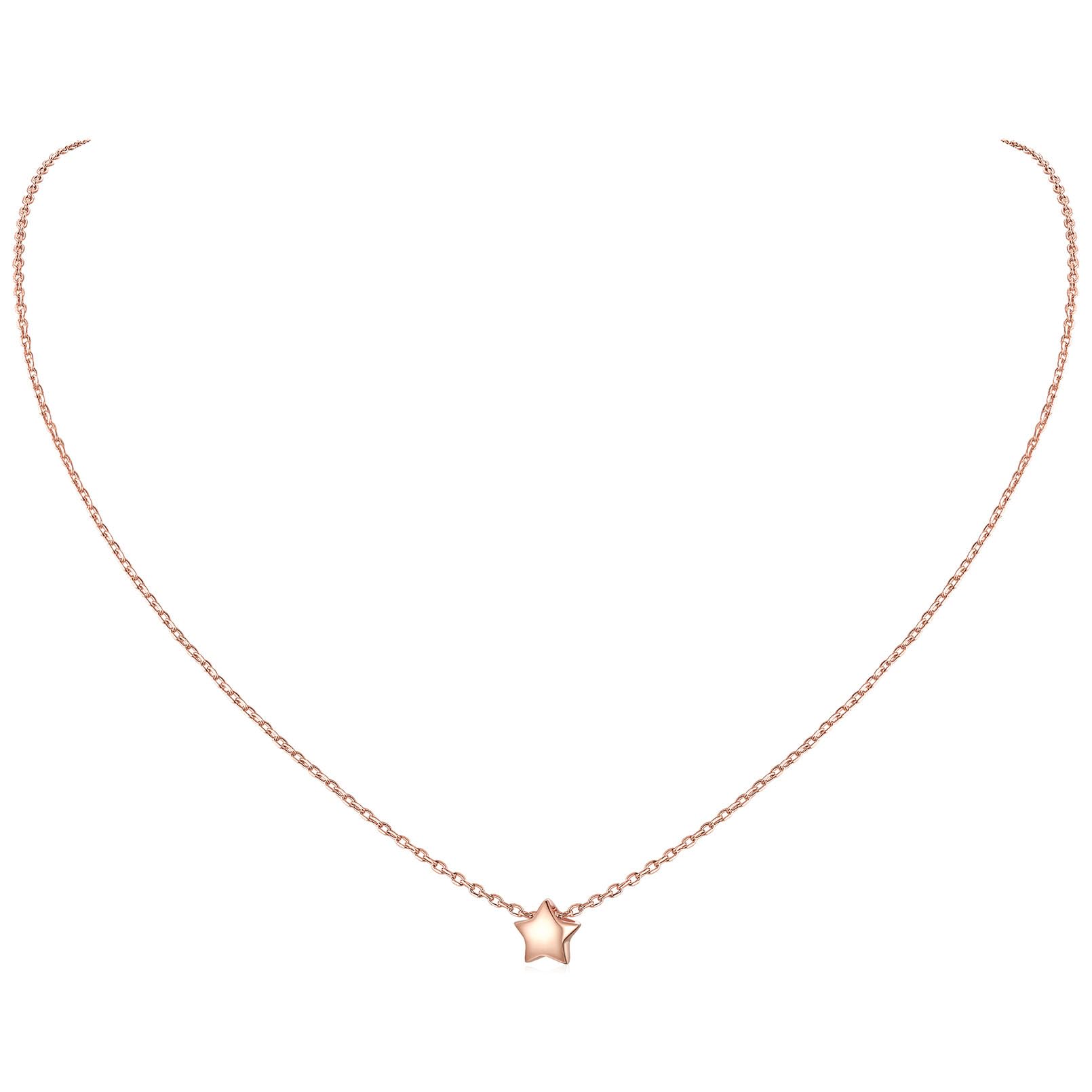 ChicSilver Necklace for Women 925 Sterling Silver Star Charm Necklaces Rose Gold Necklace Chain for Daughter Mum — image 1