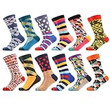 PinkBTFY 12 Pairs Men's Colorful Argyle Combed