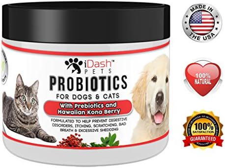 Wangou IDash Pets Advanced Probiotics for Dogs & Cats Best Natural Powder Pet Probiotic Supplement - Relieves Dog Bad Breath, Constipation, Skin Allergies, Diarrhea- Aids Digestive Health - 6 oz