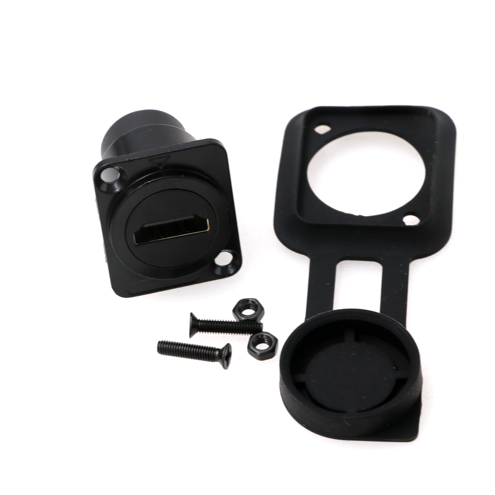 ZBLZGP HDMI Female Chassis Connector for Data Transmission Double Pass-Through Straight Connector Solder-Free Panel Mount HDMI Module for Housing Audio Video Equipment (Square Black HDMI, 1Pack)