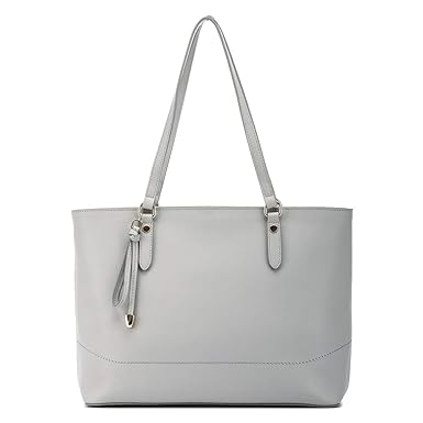 LANGYUE Womens Genuine Leather Handbag Urban Style Hobo Satchel Tote Bag Fashion Cross Body Bag (Grey White)