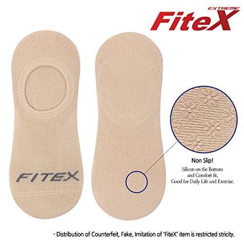 FITEXTREME 4 Pack Womens DryCool Active Sports Thick No Show Socks Non Slip S