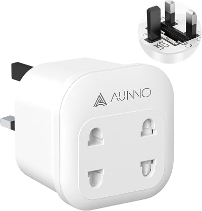 AUNNO Double Shaver Plug Adaptor UK 2500W 2 Way 10A Fuse CE UKCA