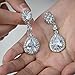 EVER FAITH Austrian Crystal Zircon Elegant Floral Teardrop Dangle Earrings Clear Silver-Tone