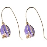 Vintage Enamel Tulip Flower Earrings for Women - Elegant Tulip Floral Drop Earrings