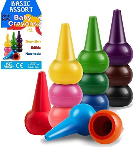 MDORANGE Crayons for Toddlers, 12 Colors Paint Crayons Sticks Stackable Toddler Toys Safety and Non-Toxic Baby Toys, Finger Paint for Kids Boys and Girls