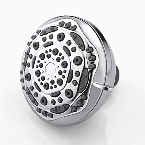 AMAZING FORCE 7 Spray Settings High Pressure Shower Head Rain Fixed Shower Head Chrome 4 Inch, 1