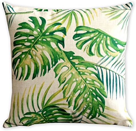 Summer Time Tropical Plant Flamingo Pillowcase Fresh Green Leaves Cushion Decorative Pillow Home Décor Sofa Throw Pillow Cover 1818inches