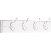 Liberty Hardware 129847 18-Inch Coat and Hat Rail/Rack with 4 Heavy Duty Hooks, White and White