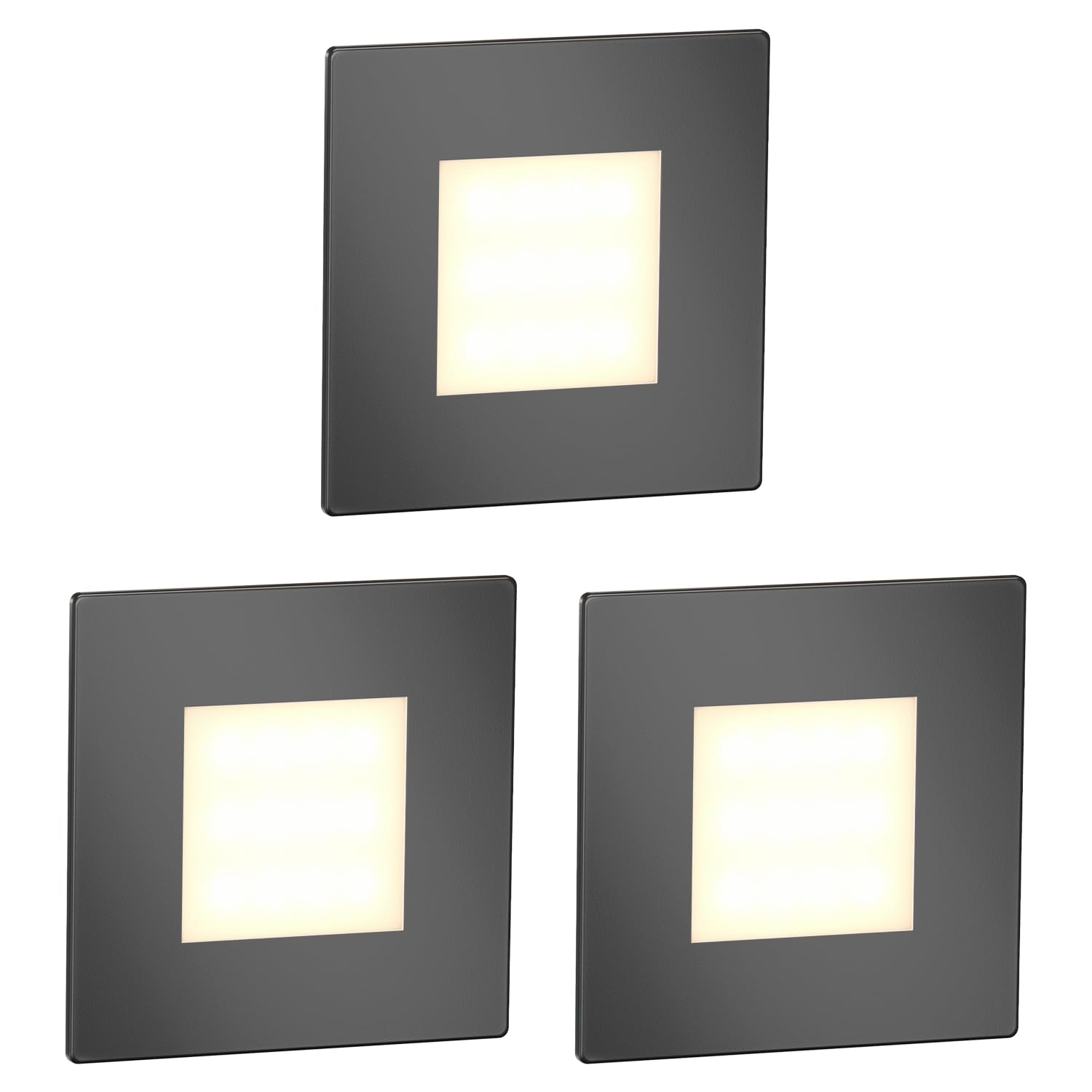 ledscom.de 3 LED Staircase Light/recessed wall Light FEX for Indoor and Outdoor use, Angular, Stainless Steel, 85 x 85mm, Blue