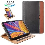 ZoneFoker Samsung Galaxy Tab A 10.5 inch 2018 SM-T590/T595 Tablet Leather Case, 360 Degree Rotating Multi-Angle Viewing Auto Sleep/Wake Folio Stand Cover with Pencil Holder and Card Pocket - Black