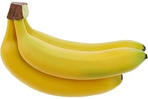 Woration Realistic Lifelike Artificial Banana Bunch Simulation Fruit Decorative Fake Food Model Display Photography Props Kitchen Wedding Home Party Decor - 3 Heads