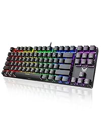 PICTEK RGB Gaming Keyboard, 27 Customizable RGB Backlit, Blue Equivalent Switches Mechanical Keyboard, Compact 87 Keys Computer Keyboard, 100% Anti-Ghosting Wired USB Keyboard for Windows PC MAC Games