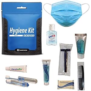 Go2Kits Hygiene Toiletry PPE Kits for Travel, Business, Charity Made in USA (1 Pack)