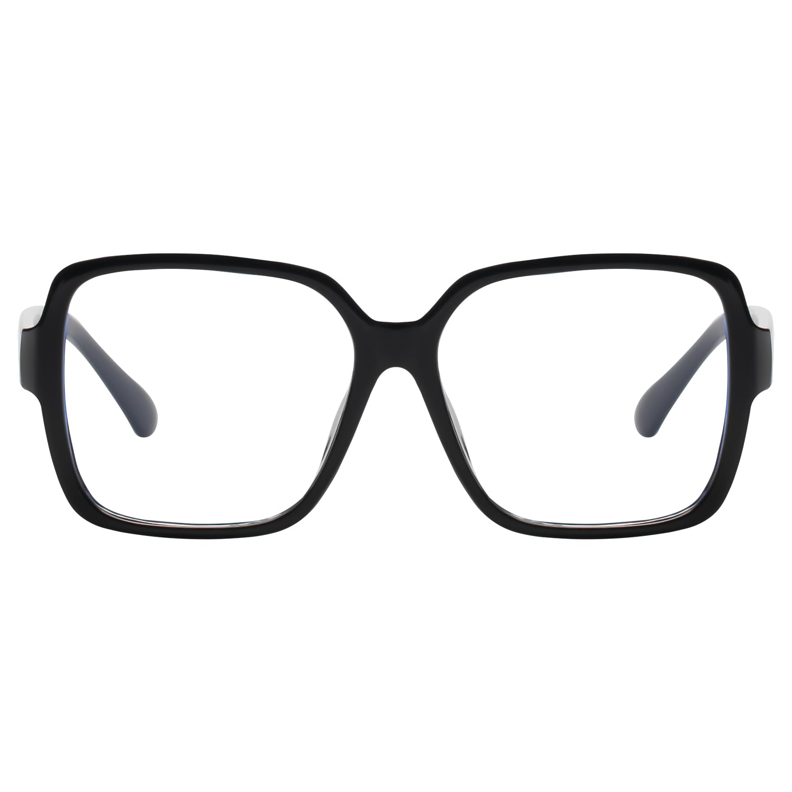 PEYEOISD Oversized Reading Glasses Women Men, Large Square Blue Light Blocking Readers, Big Frame Anti Eyestrain Eyeglass（Black,1.0）