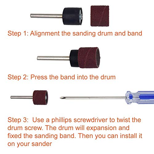 338pcs Sanding Drum Kit with Free Box fits Dremel Includes Rubber Drum Mandrels - 1/2, 3/8 & 1/4"#21-MST
