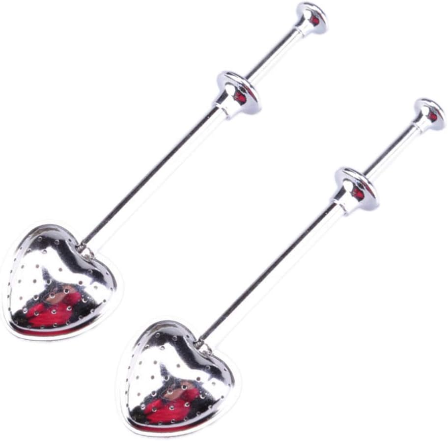 1 Pair Nontoxic Creative Stainless Steel Durable Safe Heart-Shaped Tea Infuser Strainer Tea Tool Filter
