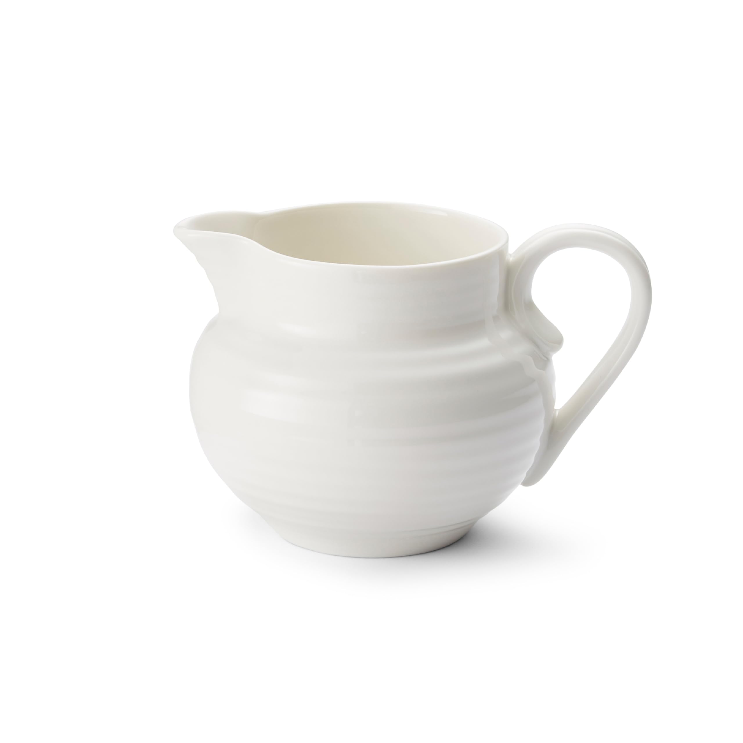 Portmeirion x Sophie Conran White Porcelain Milk Jug with Handle - Featuring Signature Ripple Design, Suitable for Serving Cream, Milk or Sauces