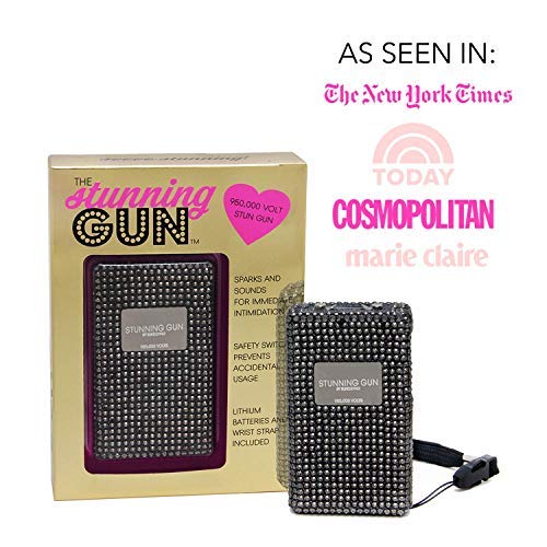 BlingSting Handheld Stun Gun for Women - Disabling Shocks at 950,000 Volts. Self-Defense Power to Protect in Bedazzled Mink Black. Mini-Clutch, Portable, Pocket-Sized Safety Concealable in Backpacks.