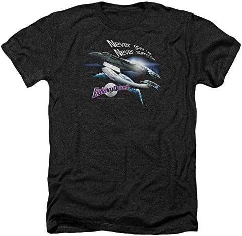Galaxy Quest Never Surrender Mens Heather Shirt Black Lg
