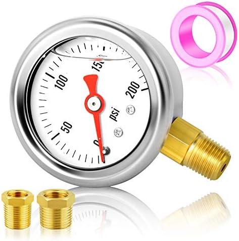 MEANLIN Edelstahl Manometer - 0-20Bar/0-300Psi Flüssigkeitsgefüllt Für Druckmessung