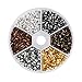 Pandahall 1200pcs/box 6 Colors Brass Crimp Beads Tube Crimp End Beads Tiny Column Lined Spacer Antique Bronze & Red Copper & Golden & Silver & Platinum & Black
