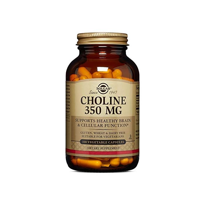 Solgar Choline 350 mg, 100 Vegetable Capsules - Supports Healthy Brain & Cellular Function - Vegan, Gluten and Dairy…