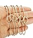 LOLIAS 6 Pcs Love Knot Bangle Bracelets Simple Cuffs Bridesmaid Bracelets for Women Stretch Bracelets,Rose-gold Tone