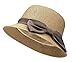 Lullaby Women's Wide Brim Straw Sun Hat w/Large Decorative Bow and Drawstring