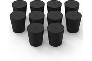 Labasics 4# Tapered Rubber Stoppers, 10 pcs Black Solid Plugs, Size: 0.75" Bottle, 1.02" Top, 1.10" Length, for Airtight Seal