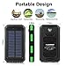 FLOUREON 10000mAh Solar Charger Power Bank Waterproof Portable External Battery Backup with Dual USB for Android iPad iPhone Cellphones, 2 LED Flashlight with Compass for Emergency(Green)