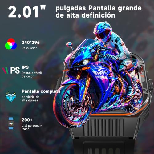 AI Reloj Inteligente Hombre, 1100mAh Batería/ Chat-GPT/Brújula/Linterna LED, 2,01" HD Pantalla Smartwatch con Frecuencia Cardíaca, Sueño Salud,Función telefónica Pulsómetro IP68, iOS/Android (Negro)