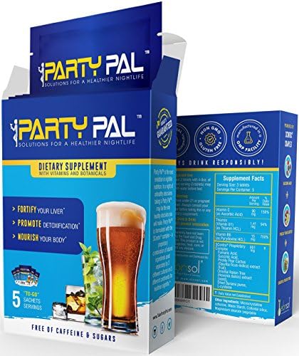 PartyPal™ - Natural Hangover Relief &amp; Hangover Prevention | 5-PACK Hangover Pills Detox Kit | Enhance your body's ability to metabolize toxins | Replenish &amp; Revitalize | 100% Money Back Guarantee!